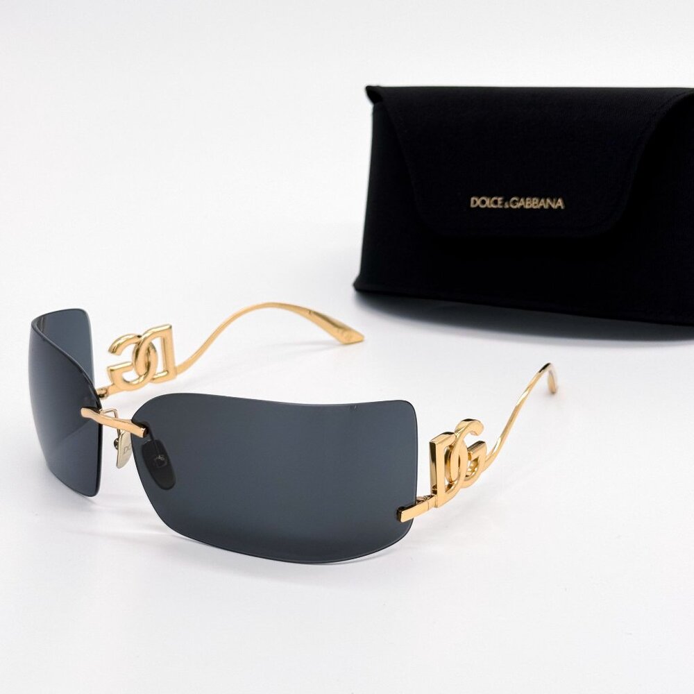 NEW DG2319 02/87 DOLCE&GABBANA GOLD SHIELD SUNGLASSES DG2319